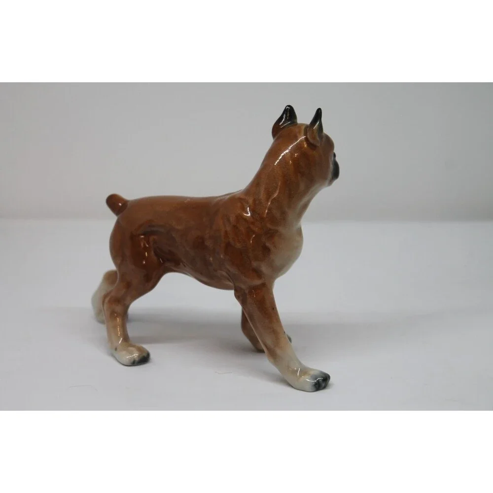 VINTAGE JAPAN PORCELAIN WALKING BOXER DOG FIGURINE 5.5